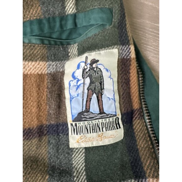 Vintage EDDIE BAUER Mountain Parka Men's XL Green Wool Lined Western Outdoors - Picture 4 of 9